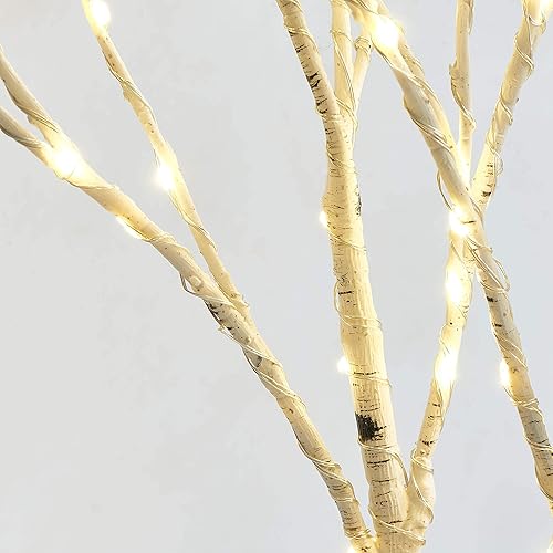 Miniatura 2 de LITBLOOM Ramas de ramas de abedul blanco iluminadas de 32 pulgadas, 150 LED enchufables con temporizador y regulador, rama de árbol artificial con