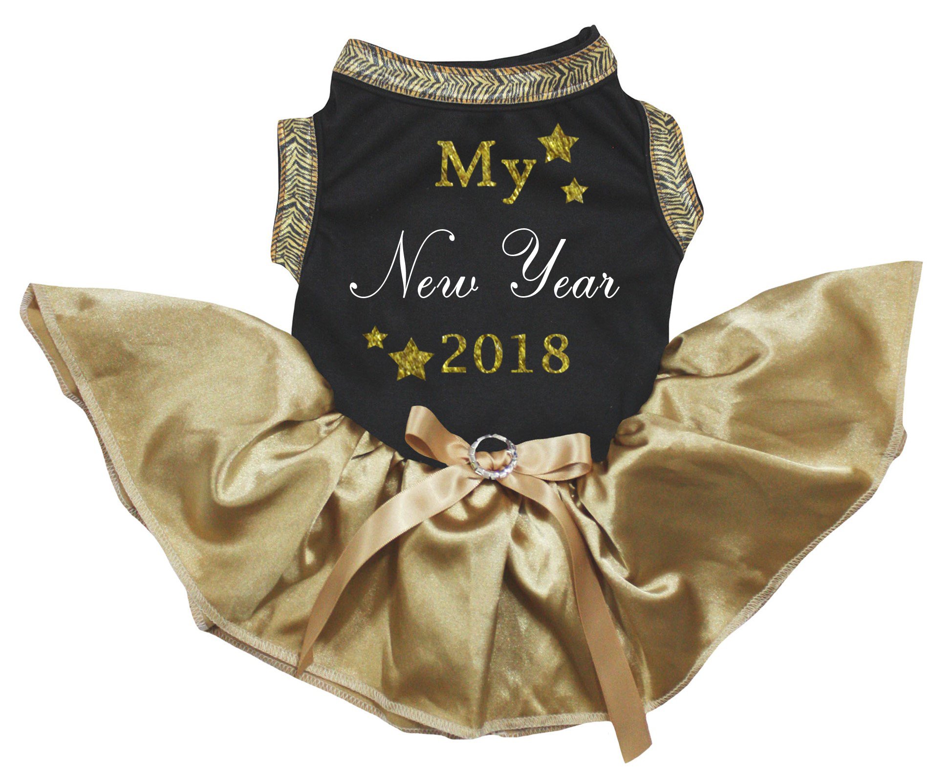Robe noire et or pour petit chien vêtement de Nouvel An tutu chiot
