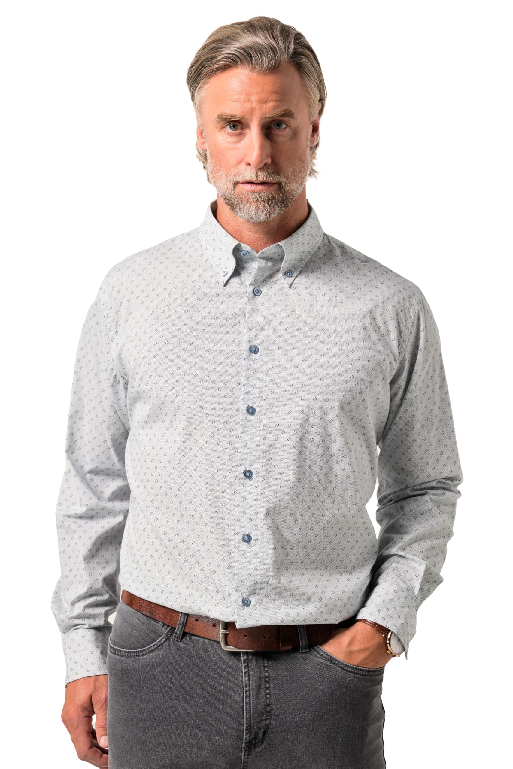 Boston Park Herren große Größen Übergrößen Menswear L-8XL Hemd, Langarm, Minimalmuster, Buttondown-Kragen, Comfort Fit 842518