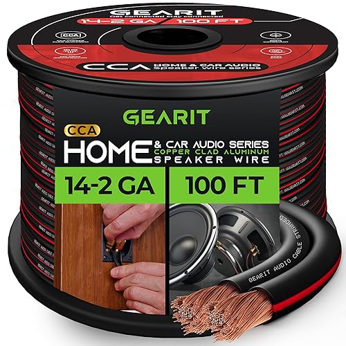 GearIT Pro Series 14AWG Cable de altavoz calibre 14 AWG (100 pies100.0 ft), gran uso para altavoces de cine en casa y altavoces de automóvil, color