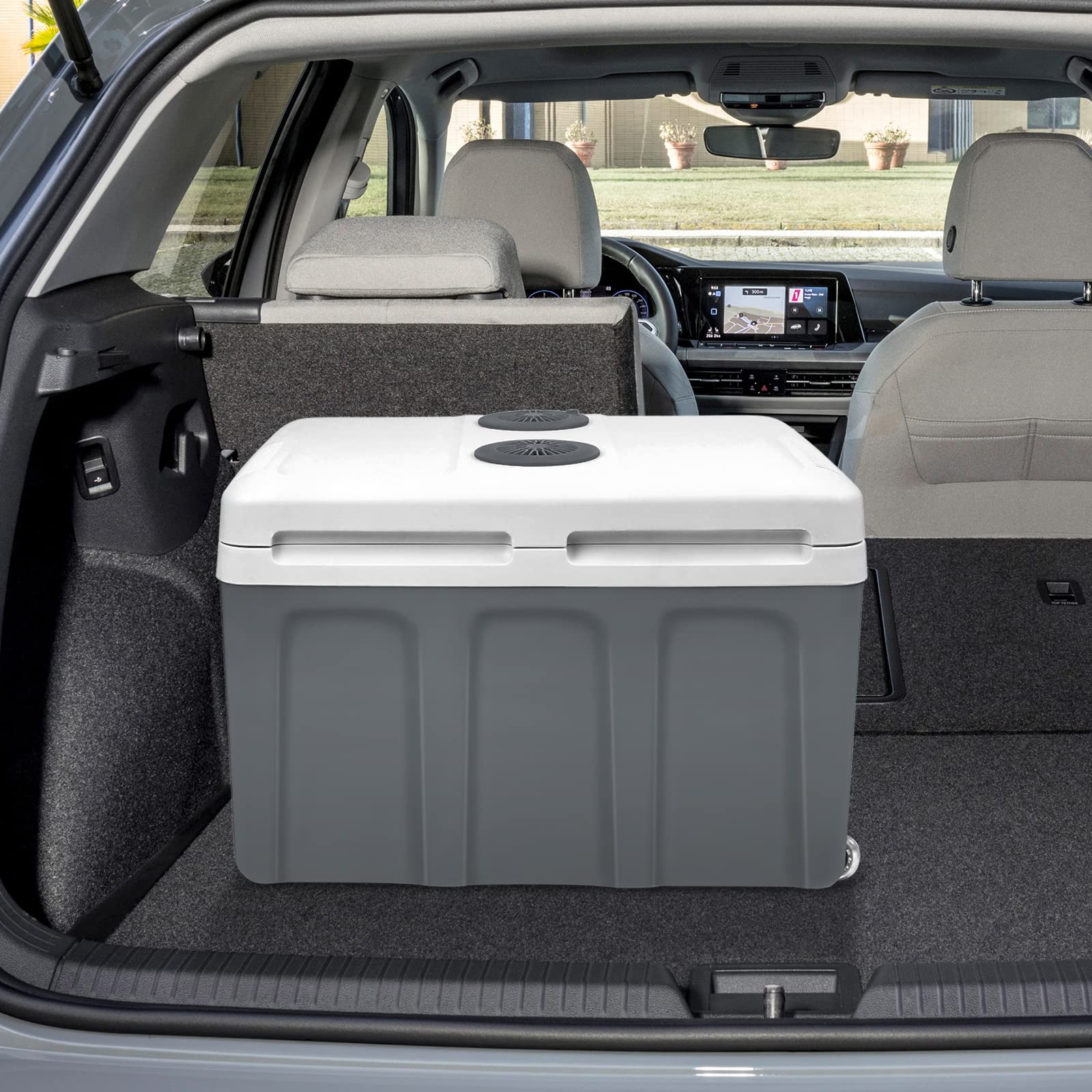 LZQ Réfrigérateur portable de 48 l avec roues, 12 volts et 230 volts avec fonction de refroidissement et de maintien de la chaleur pour voiture, bateau, prise et camping