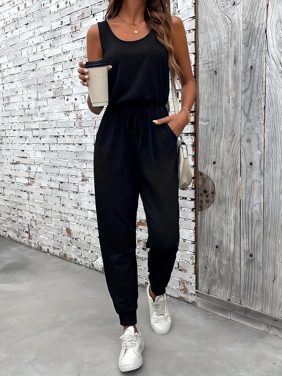 Caslual 2 Piece Sets for Women Summer Sleeveless Tops Drawstring Pants Sweatsuits Set Tracksuit Lounge Spring Travel
