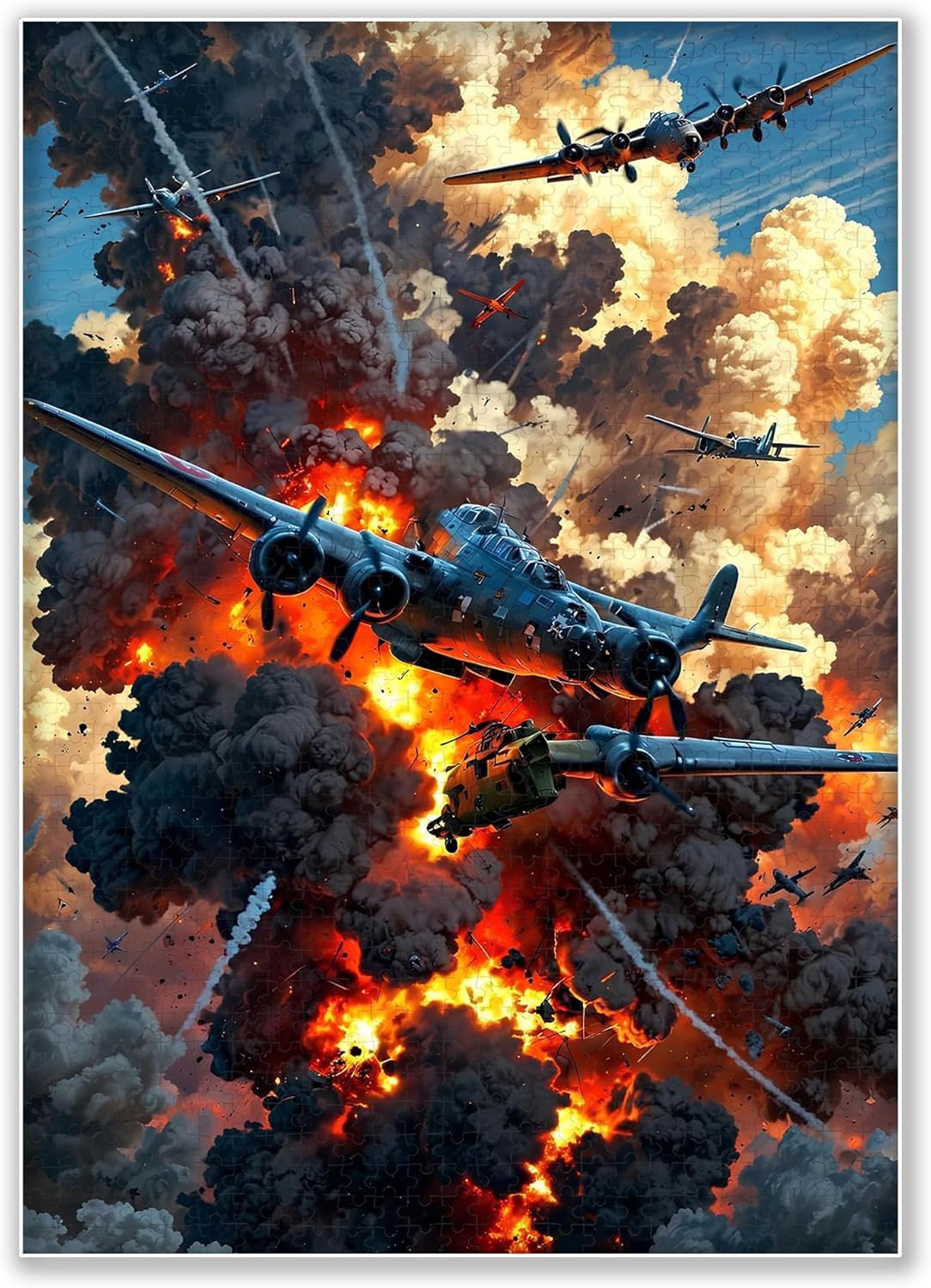1000-piece WWII Air Force Plane Wars - Fighter Aircraft Adult Wooden Puzzle, Intellectual Challenge, Stress-Relieving Puzzle, Relaxing Family Activity, Decoration, Size: 29.5 x 19.7 in