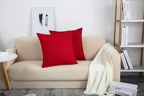 Miniatura 6 de TangDepot - Funda de almohada hecha a mano 100% lona de algodón, Algodón, Rojo (Christmas Red)