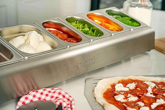 ooni Pizza Topping Station 2 x 1.6L and 4 x 0.8L Containers with Custom Fit Lids, Pizza Oven Accessories, Outdoor Kitchen Accessories