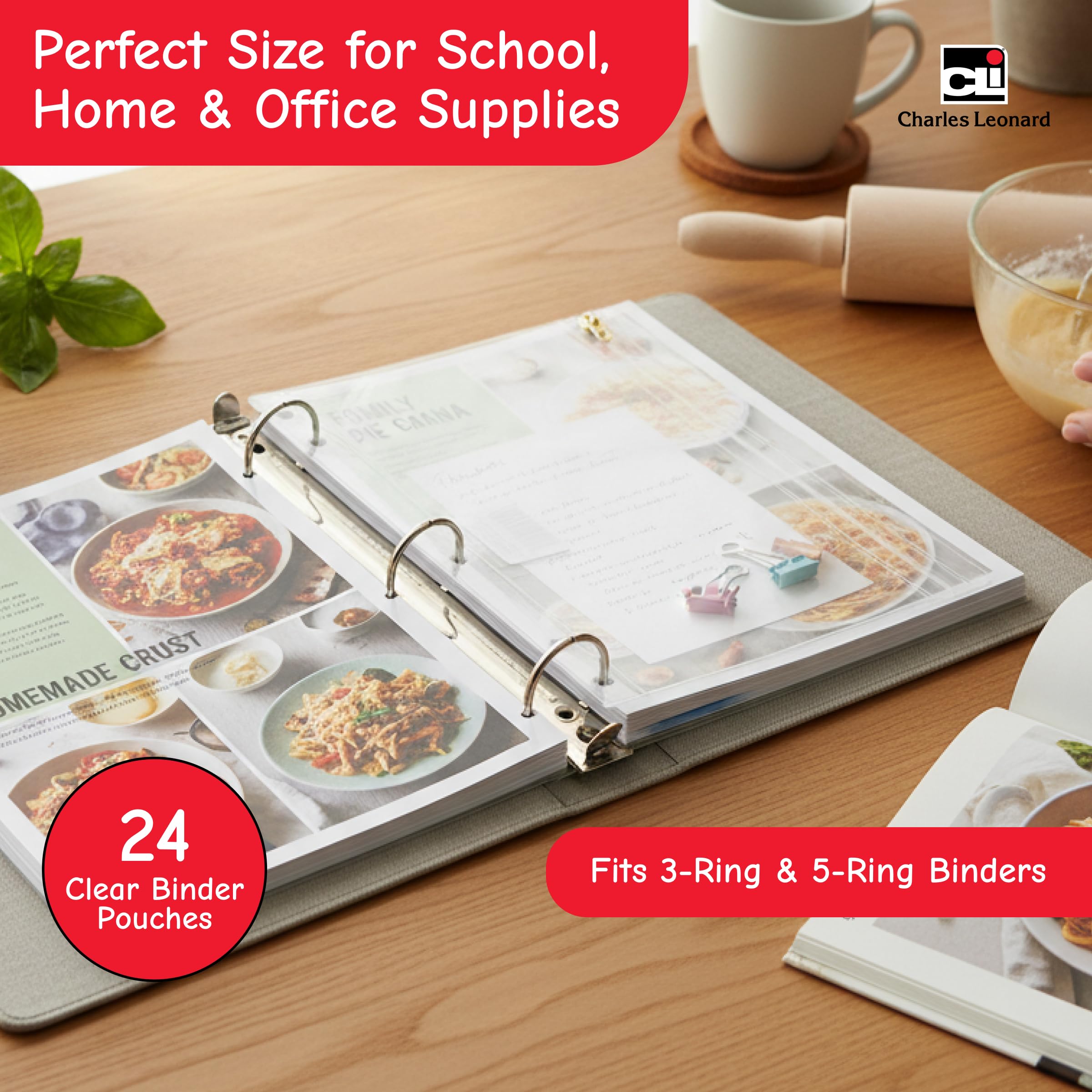 Charles Leonard Binder Pencil Pouch, 1 tasca con chiusura a zip, Clear vinyl, confezione da 24 (76380-st)