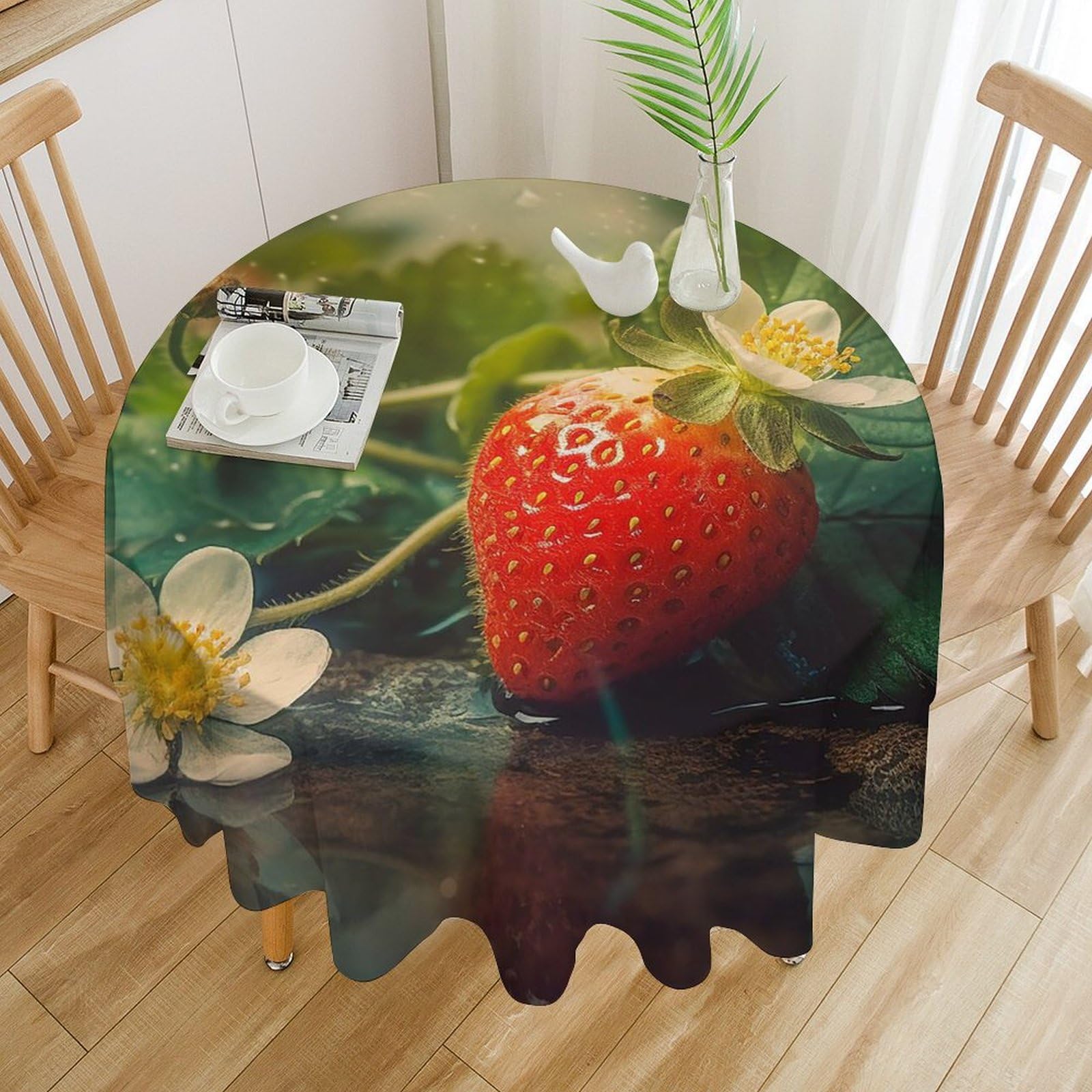 Nappe de table ronde anti-tache et lavable en machine