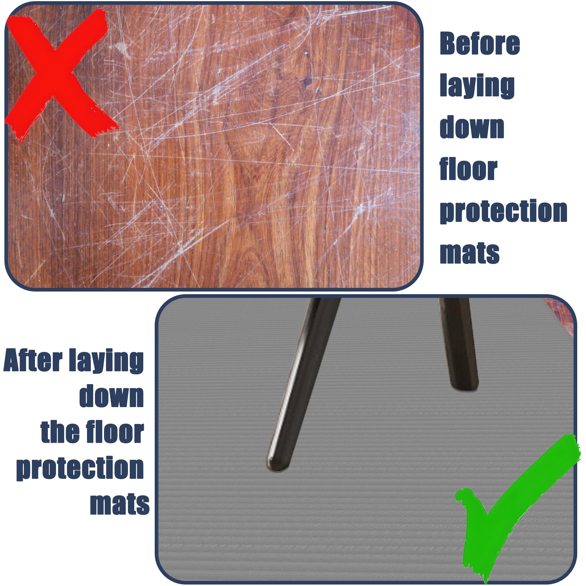 Tappeto Salvapavimento 100 x 175 cm Resistente Ai Graffi Tappetino di Protezione Del Pavimento Multiuso per Sedia per Giochi, Ufficio, Home Office, Grigio Chiaro
