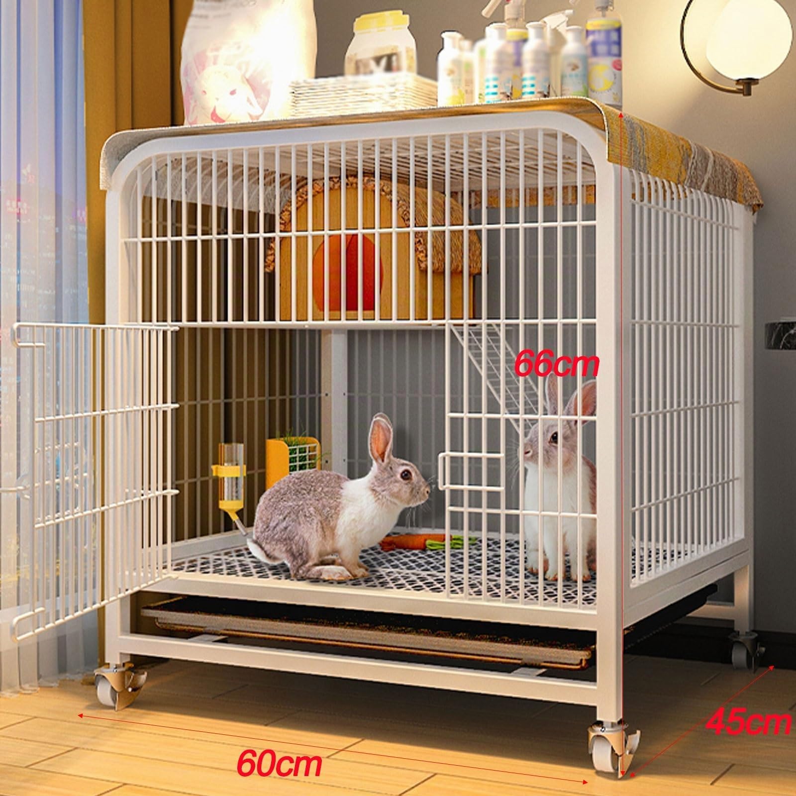 Conigliera da interno per 2 conigli con tetto | Recinzione per piccoli animali per furetto/cincillà/gattini | Recinzione multiuso spaziosa e sicura per animali domestici