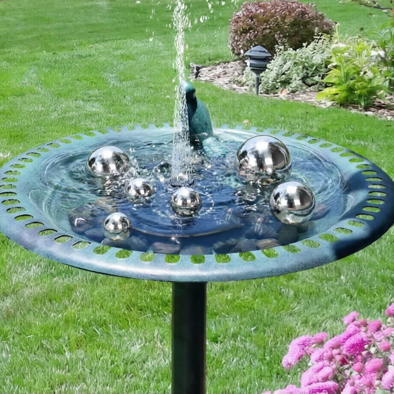 Lot de 6 boules décoratives flottantes en acier inoxydable - Boules de jardin argentées - Décoration de bassin flottante - Boule en métal pour décoration de jardin, bassin