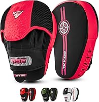 Vista 1 de WYOX Almohadillas de boxeo Manoplas de enfoque curvas, almohadillas de entrenamiento de gancho y jab, correa ajustable ventilada, MMA Muay Thai