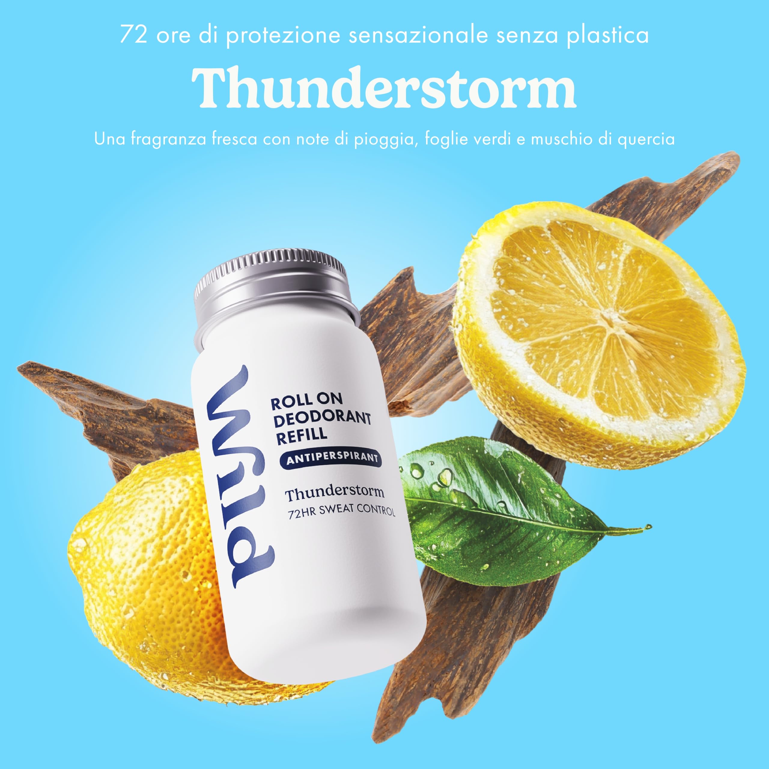 Confezione con ricariche del deodorante antitraspirante Wild per uomo - 72h di protezione dagli odori - Vegano al 90% - Adatto alle pelli sensibili - Amber & Oud, Thunderstorm, Cedar & Sandalwood
