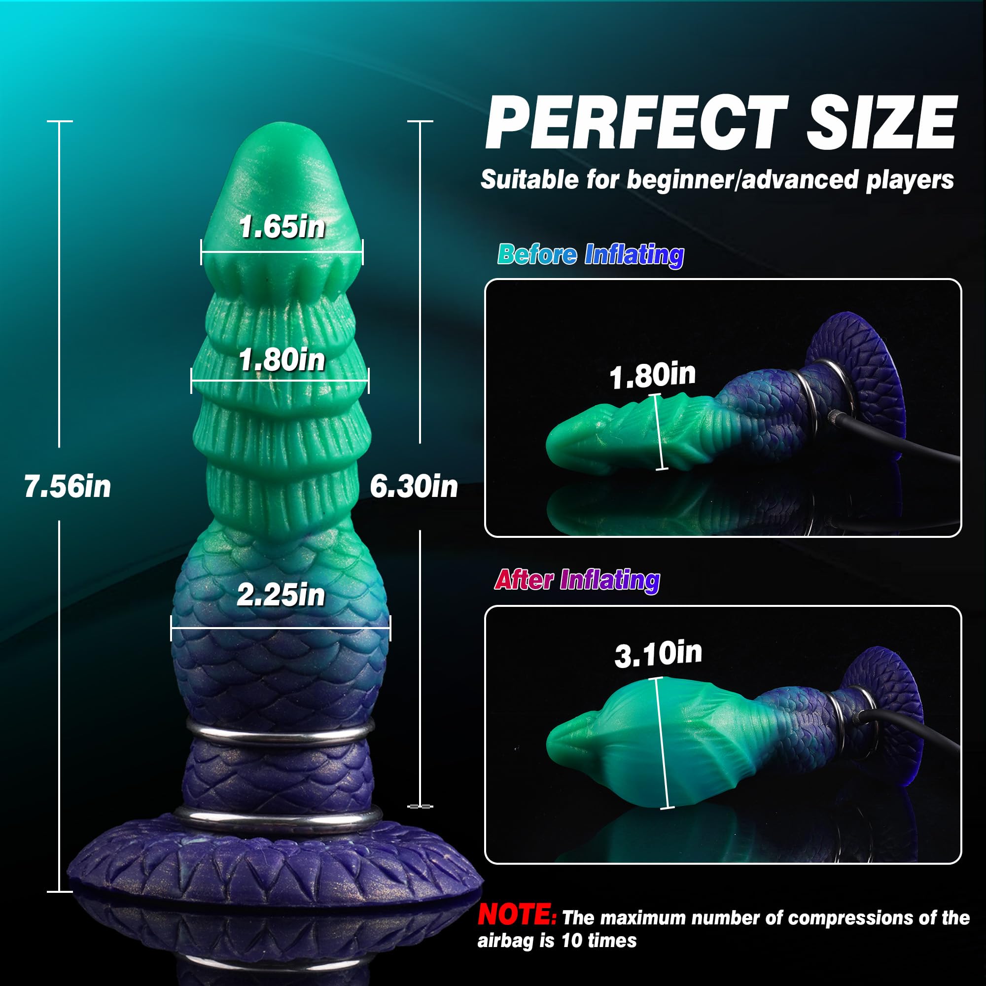 Monster Dildo Inflatable Fantasy Dildo with Adjustable Thickness, Huge Horse Dildos Inflatable Butt Plug Thick Anal Dildos with Strong Suction Cup, Adult Toys for Women Men