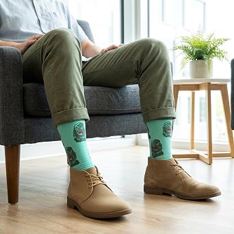 Black Lagoon Creature Dress Socks Funny Novelty Crazy Fun Design Men Size 8-12 Cotton Casual Crew Colorful Funky Fancy Socks Gift for Men