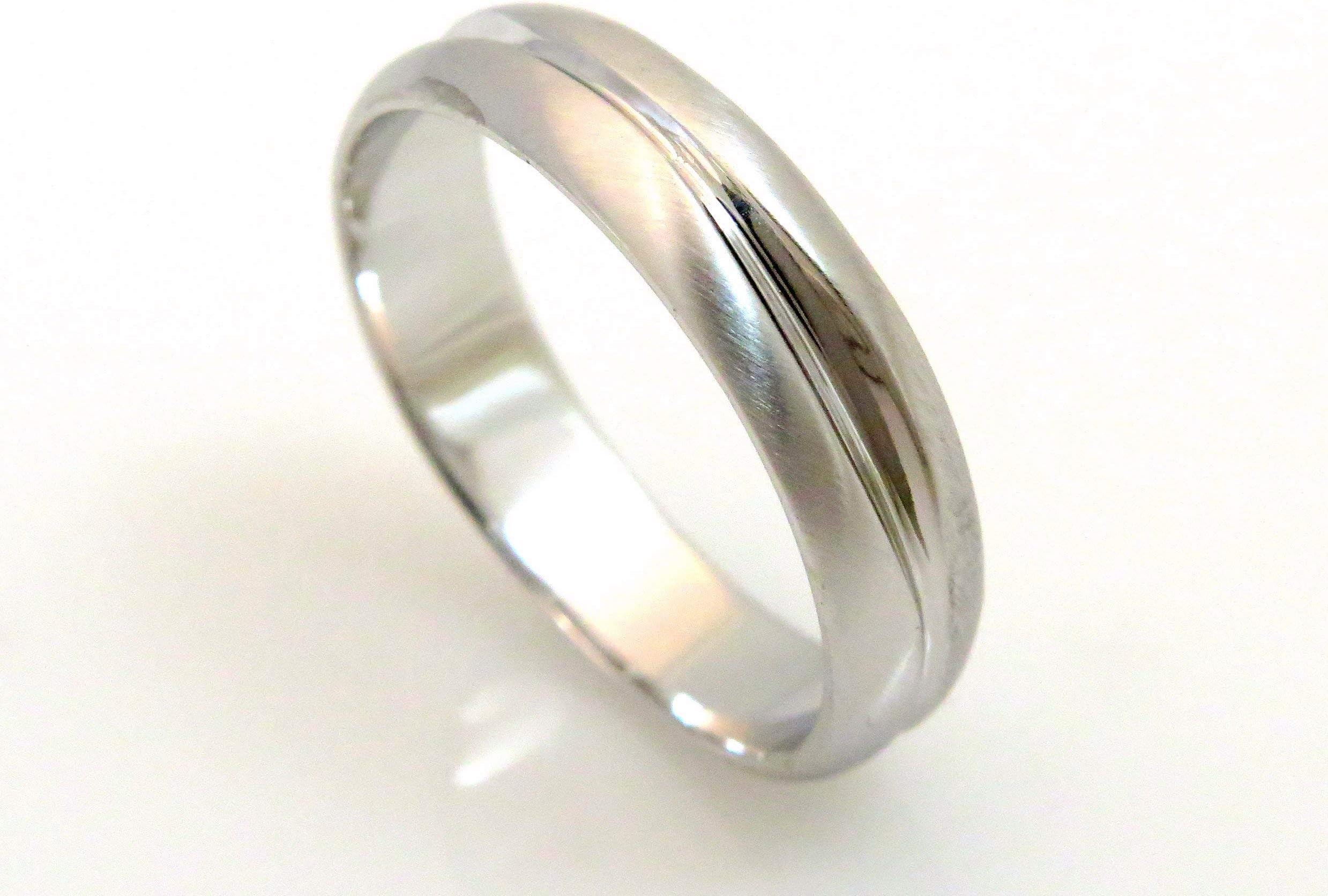 Classic Men Wedding Band, Handmade Modern Brushed Textured Wedding Ring Made of Solid 14K White, Yellow Or Rose Gold