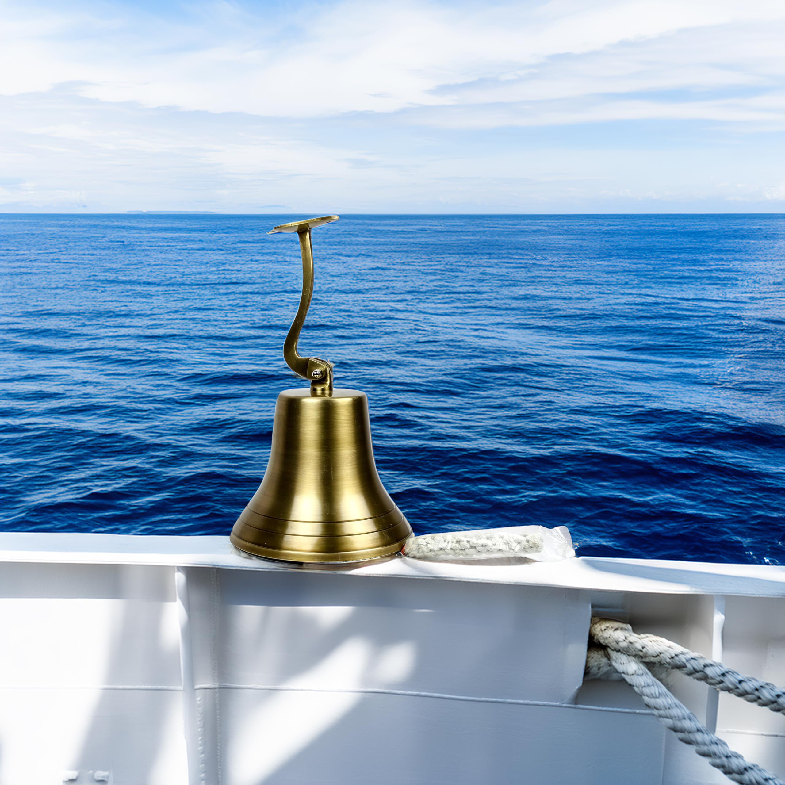 Cloche de bateau nautique de qualité supérieure en laiton massif brossé poli poli | Décor et cadeaux de navire de la marine maritime | Nagina International… (6 Pouces, Laiton Brossé Antique)