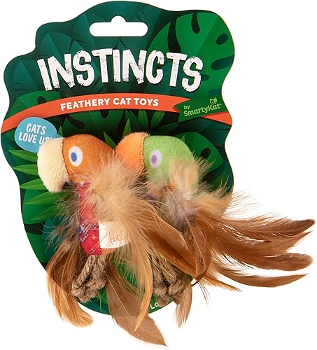 Miniatura 2 de SmartyKat Instincts HappyNip Love Mates - Paquete de 2 juguetes de peluche para gatos, contiene hierba gatera y vid plateada, naranjaverde, paquete