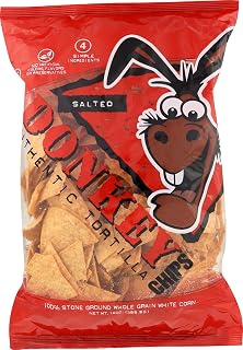 Donkey Chips Authentic Salted Tortilla Chips, 14 Oz - Stone Ground White Corn, All-Natural, Gluten-Free Snack