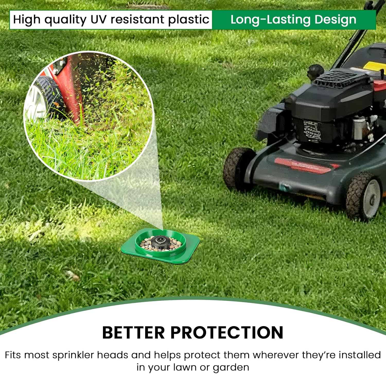 12-Pack Sprinkler Head Protectors - Sprinkler Head Guards for Lawn, Plastic Sprinkler Donut Guards to Protect Sprinklers from Damage (12, Green)