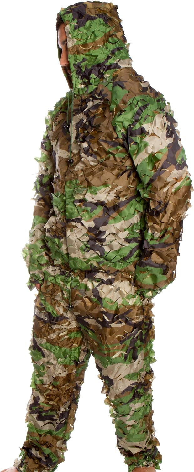 Modern Warrior Woodland and Forest Design Ghillie Suit, 3-Piece, One Size