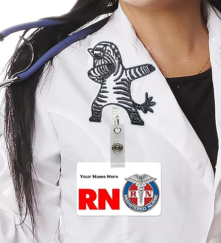 Miniatura 5 de Dabbing Zebra - Carrete de identificación retráctil con clip de cocodrilo para hospitales, médicos y personal de oficina profesional