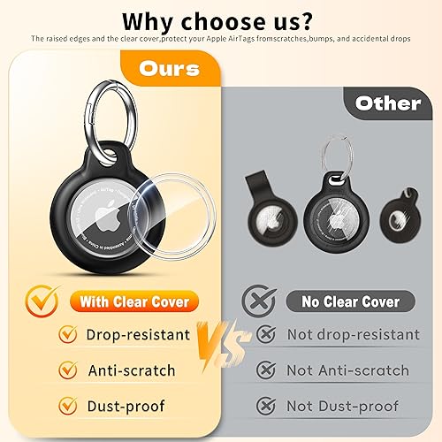 Miniatura 6 de RFUNGUANGO Paquete de 4 soportes para AirTag de Apple con llavero, funda protectora dura para niños, mascotas, equipaje, mochila y llave, paquete de