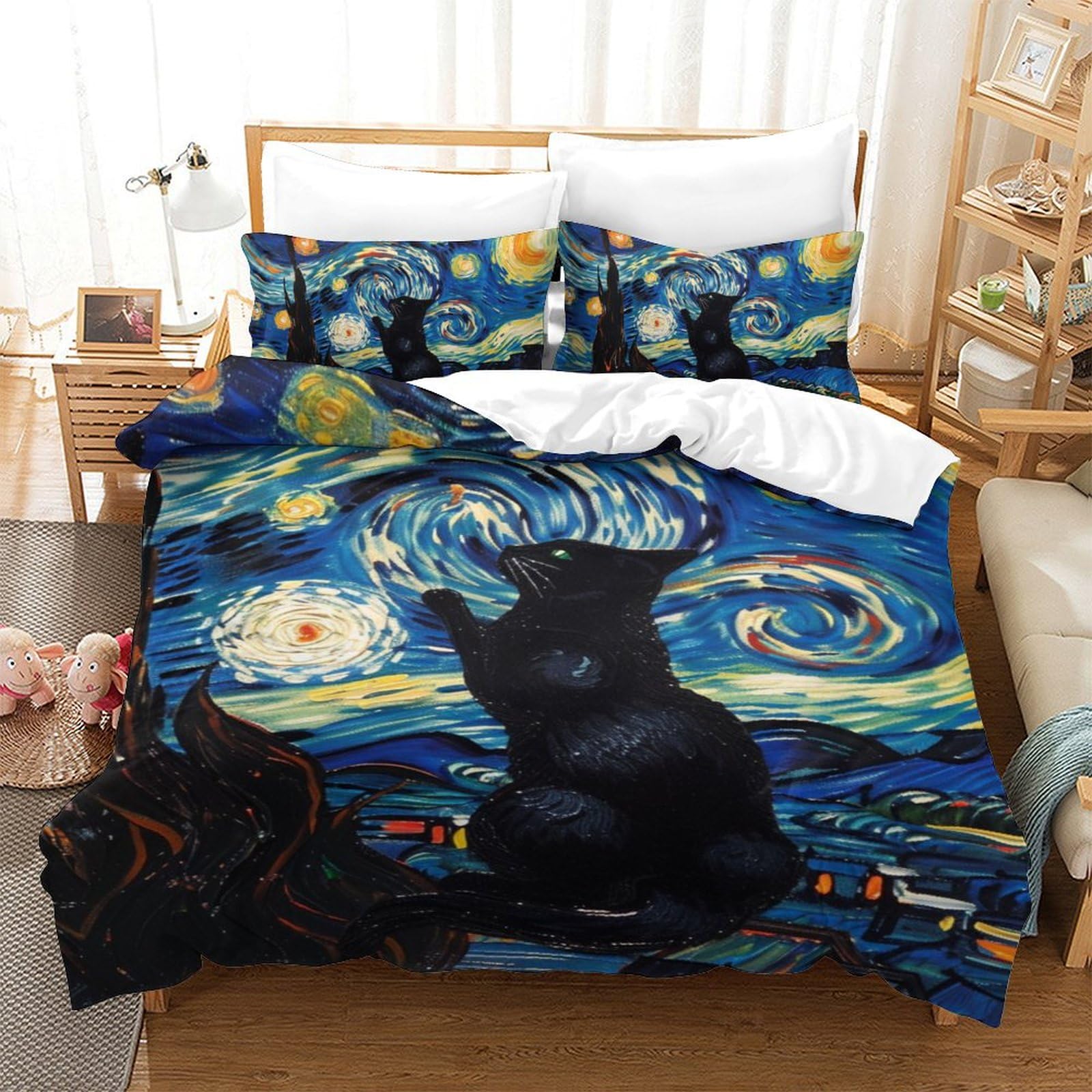 Parure de lit chat 3D 140x200 : finis les draps rêches et les couettes qui glissent !