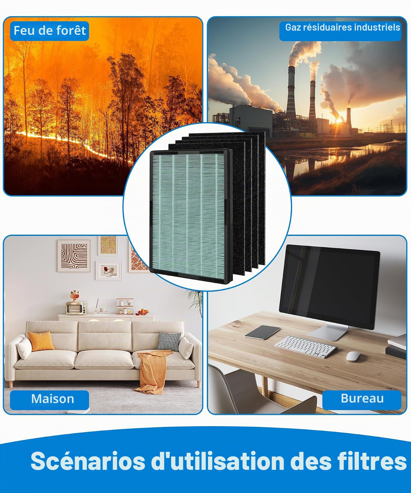 AP-1019C Filtre HEPA de rechange compatible avec Coway Airmega 150 Purifier, 2 filtres Green True HEPA et 8 filtres à charbon actif, numéro de pièce AP-1019C-FP