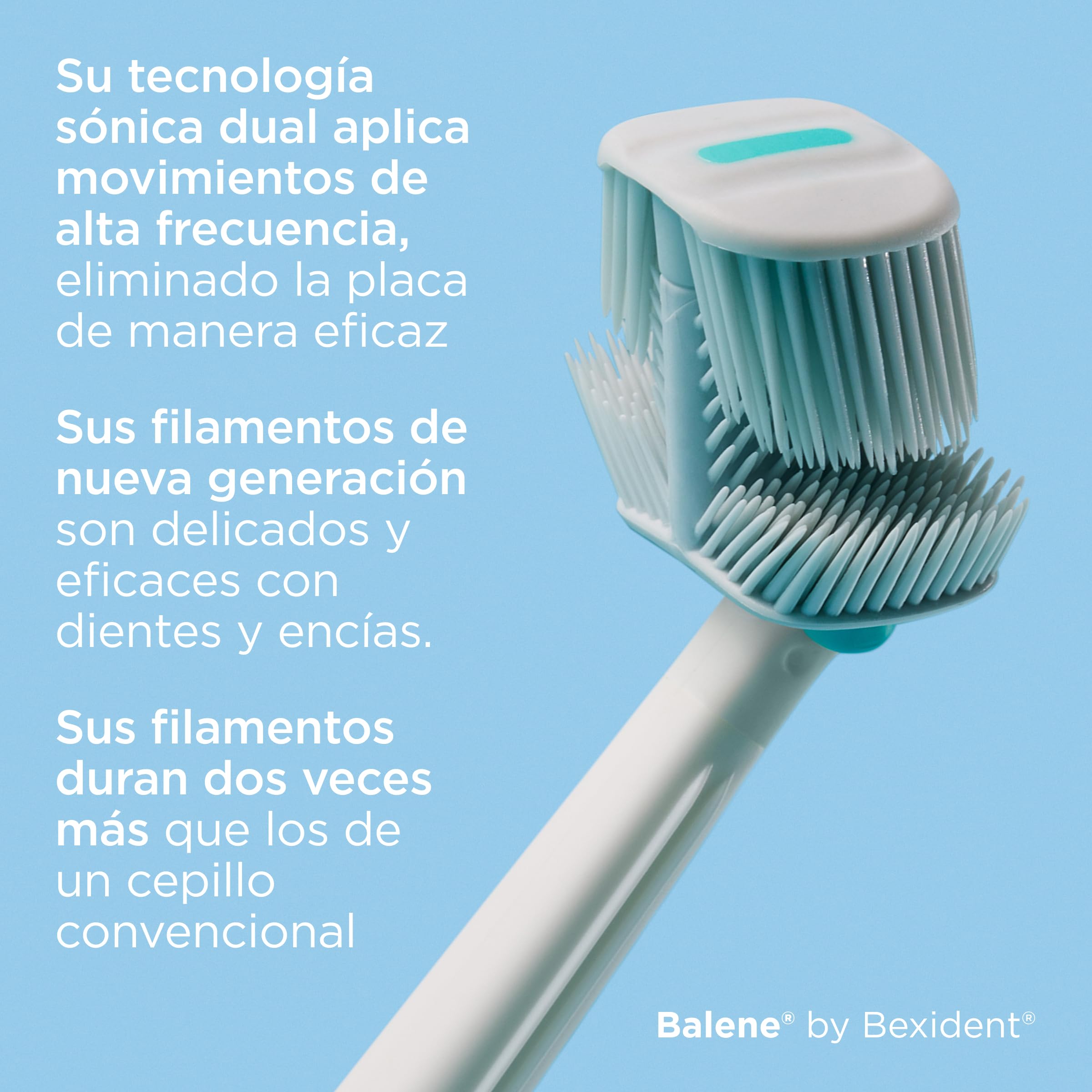 ISDIN Balene by Bexident Duotech Sonic Aqua | Spazzolino da denti elettrico | Pulisce il viso interno ed esterno dei denti alla volta | Pulizia profonda ed efficace | Testina media durezza