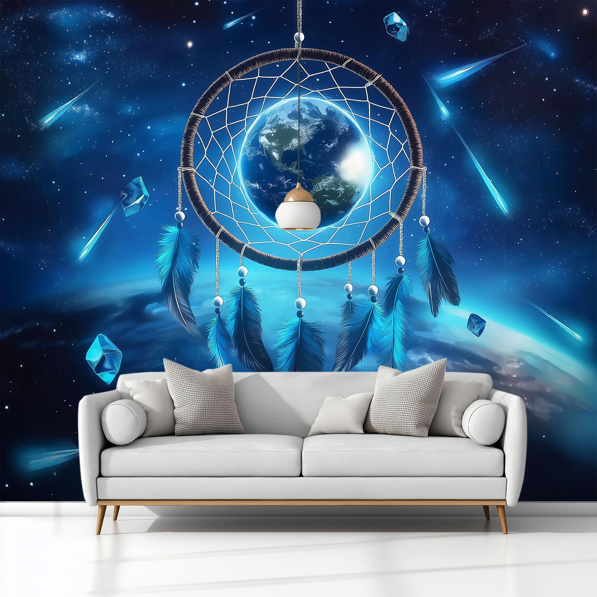 350 x 256 cm, fototapeta z włókniny, na wymiar, ziemia, pióra, niebieska, fotorealistyczny, druk HD, tapeta na fizelinie, tapeta z motywem, dekoracja ścienna, tapeta ścienna, dekoracja ścienna, tapeta