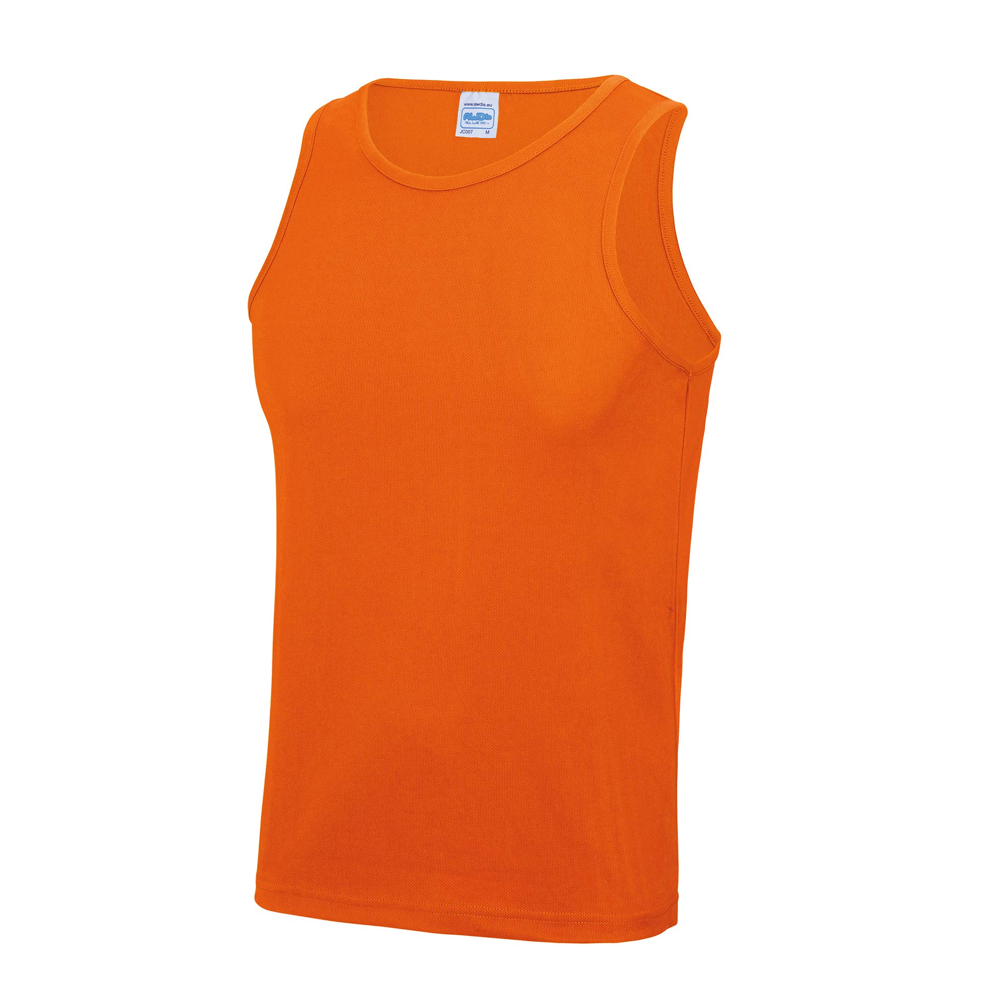Just Cool Mens Sports Gym Plain Tank / Vest Top (S) (Electric Orange)