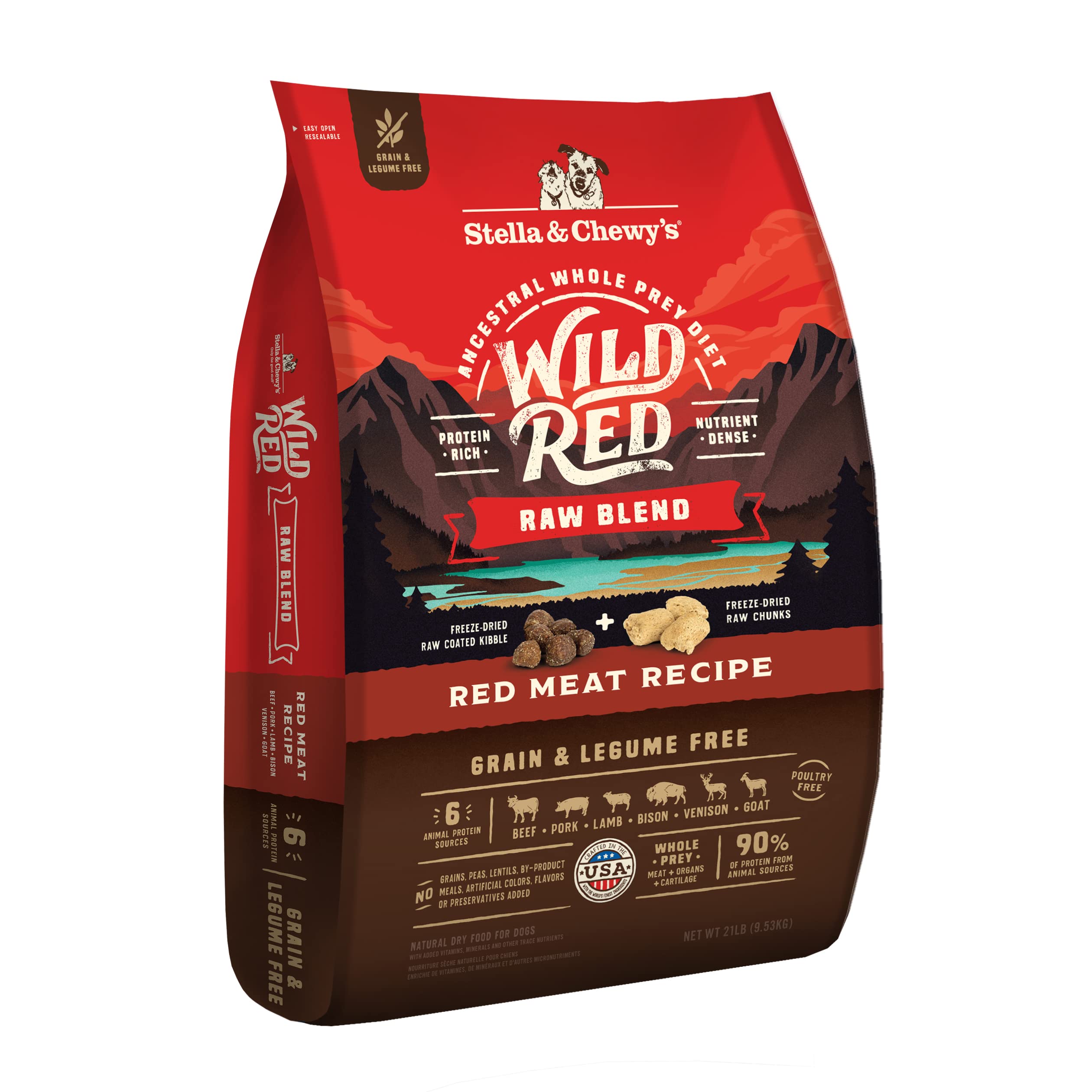 Stella & Chewy's Wild Red Dry Dog Food Raw Blend High Protein Grain & Legume Free Red Meat Recipe, 21 lb. Bag