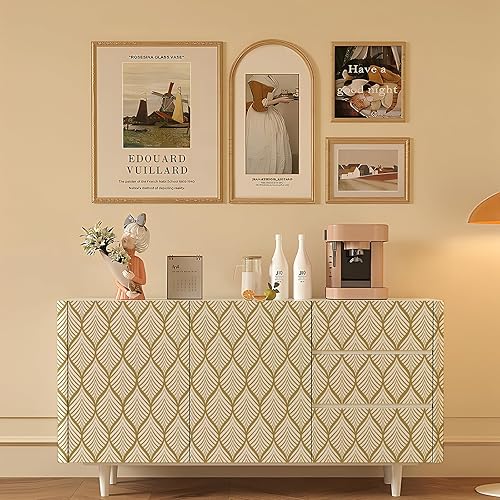 Miniatura 43 de Papel tapiz bohemio dorado, papel de contacto autoadhesivo geométrico, papel de vinilo extraíble, rollo de papel de pared para dormitorio, estante