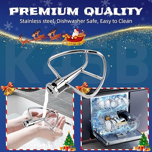 Miniatura 6 de Flat Beater K45B - Mezclador de cocina de acero inoxidable para cuenco de acero inoxidable de 4.5 cuartos de galón, batidor de soporte de cabeza