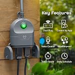Geeni Outdoor Duo Wi-Fi Smart Plug, Weatherproof, No Hub Required, Wireless Remote Control and Timer -Smart Plug Compatible with Alexa, The Google Assistant (2 Outlets)