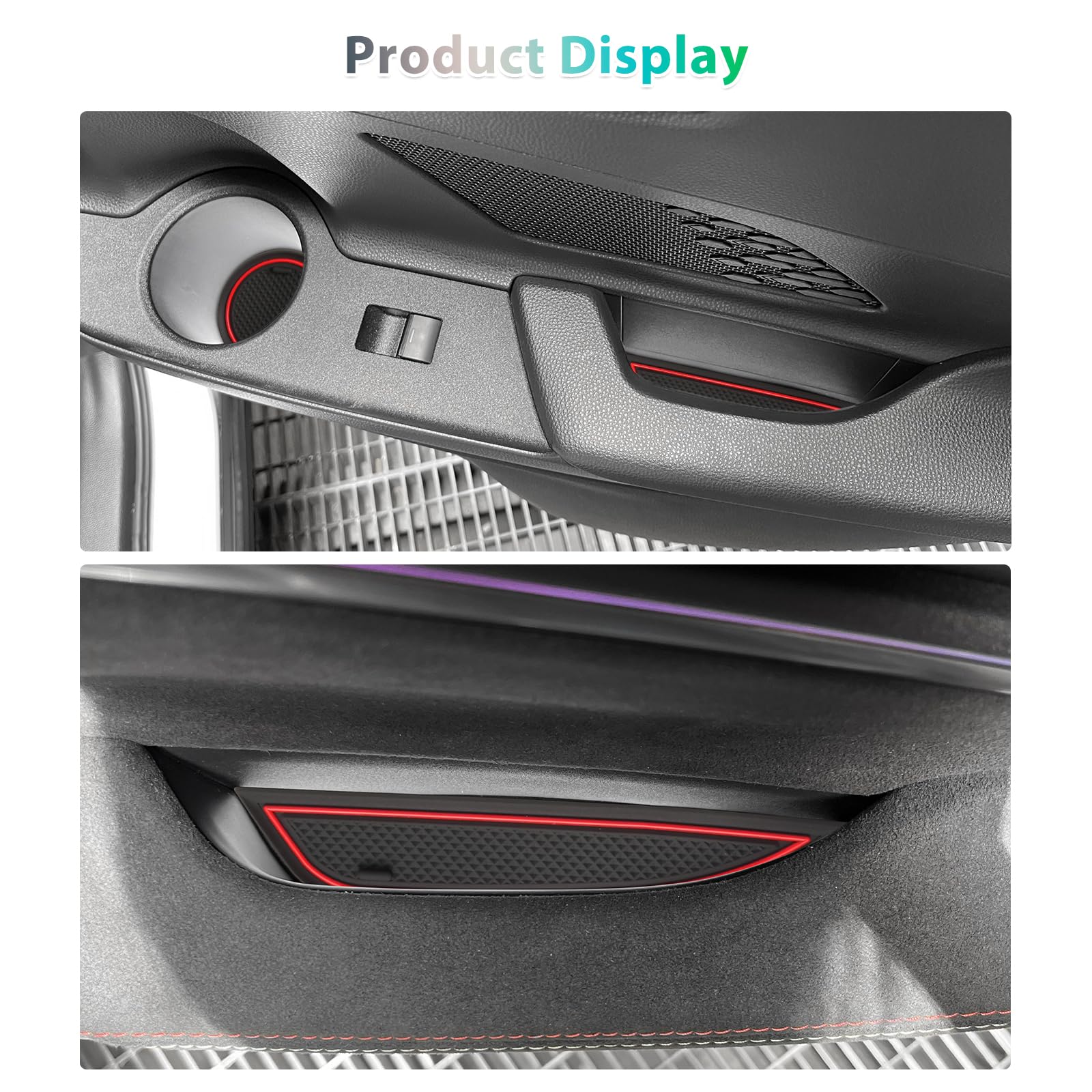 GAFAT Compatibile con Toyota C-HR 2024 2025 2026 Hybrid PHEV (Benzina) Tappetini Antiscivolo, CHR ii 2027 Tappetino Gomma per Console Centrale, Cuciture Porte, Accessori su Misura (Rosso)