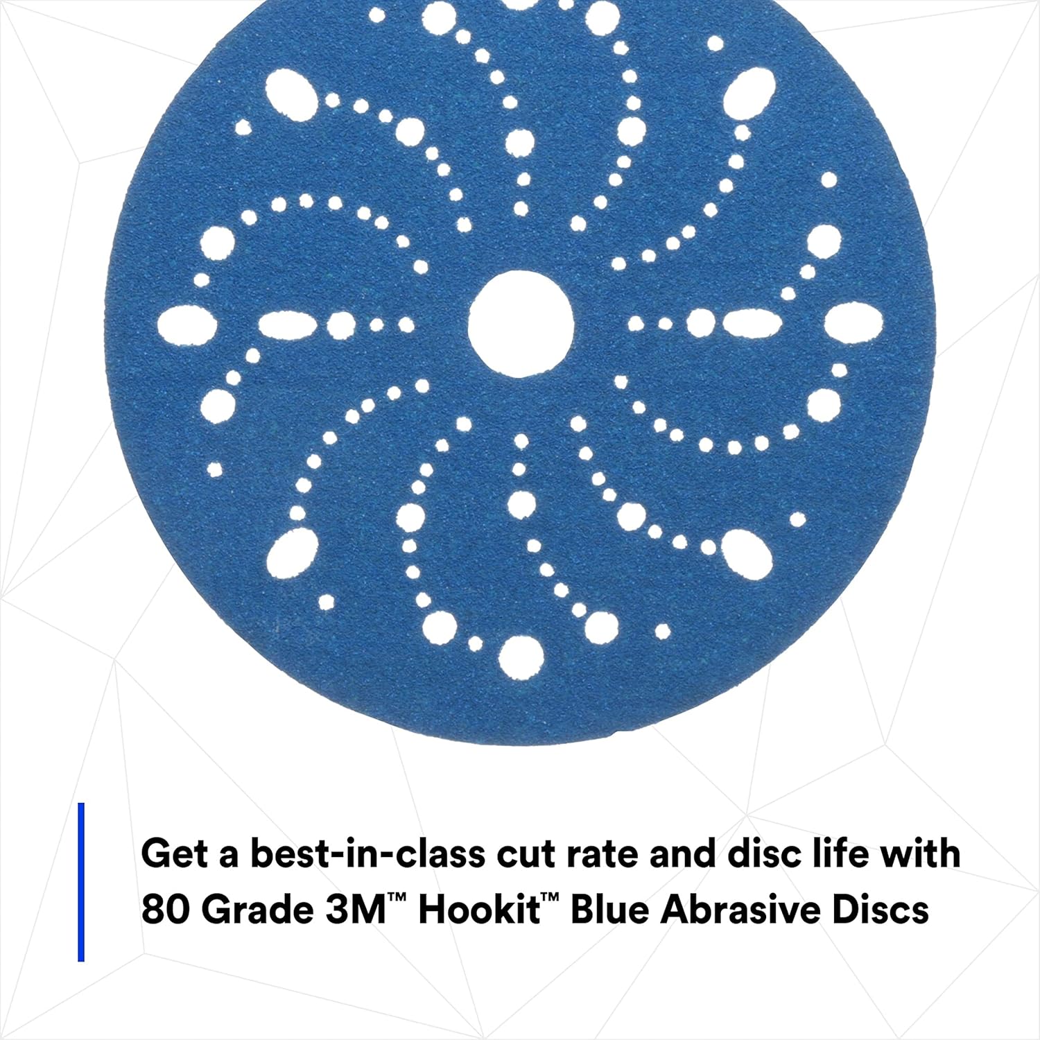 3m 3M-36172 Hookit Blue Abrasive Disc Multi-hole, 6, 80 Grade