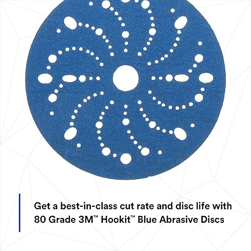 Miniatura 3 de 9.8 ft 3M-36172 Hookit Disco Abrasivo Azul Multi-agujero, 6, grado 80