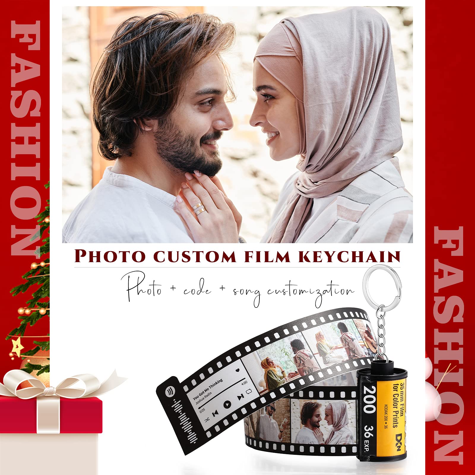 Jewelstruck Portachiavi personalizzati per foto in rotolo di pellicola fotografica personalizzata regali per fidanzato coppia migliore
