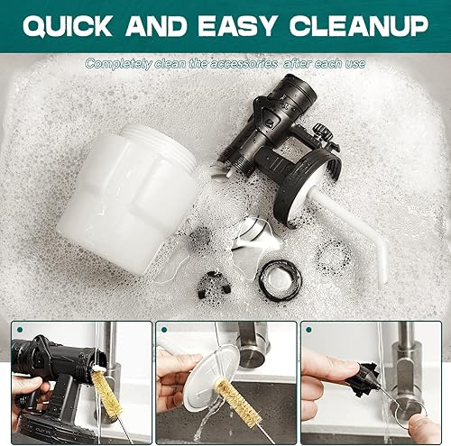 Miniatura 7 de NEU MASTER Pistola de pintura en aerosol HVLP, pistola pulverizadora de pintura eléctrica con manguera de aire de 6 pies, 3 boquillas para pintura