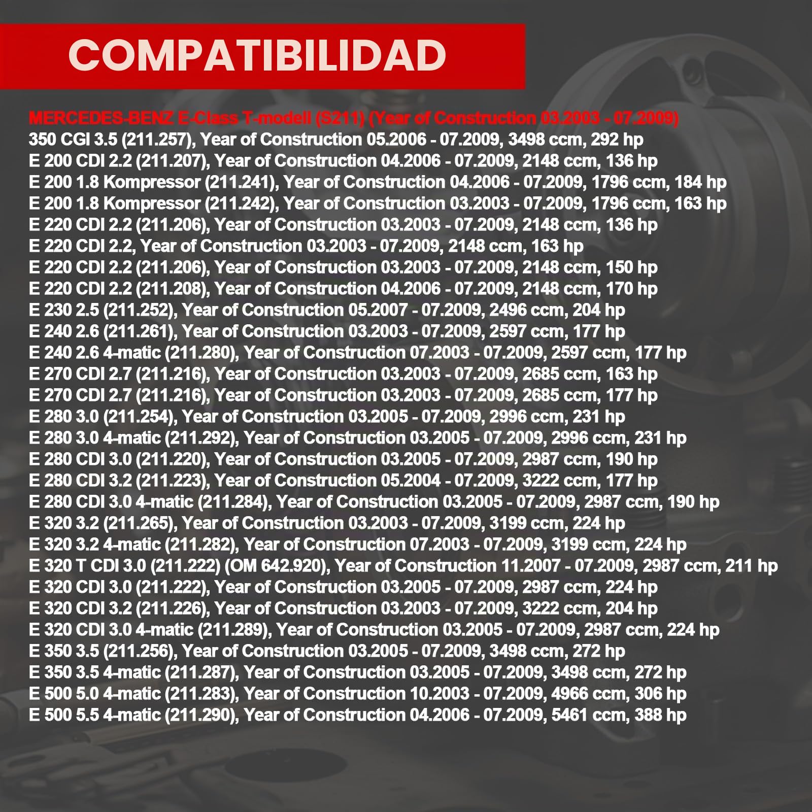 Suspensión neumática con 2 pines trasero izquierdo/derecho OE# 2113200925 A2113200925 Compatible con Clase E S211 W211 E200 E220 E230 E240 E270 E280 E320 E350 E550 00 E4 00 E420 E55 E63