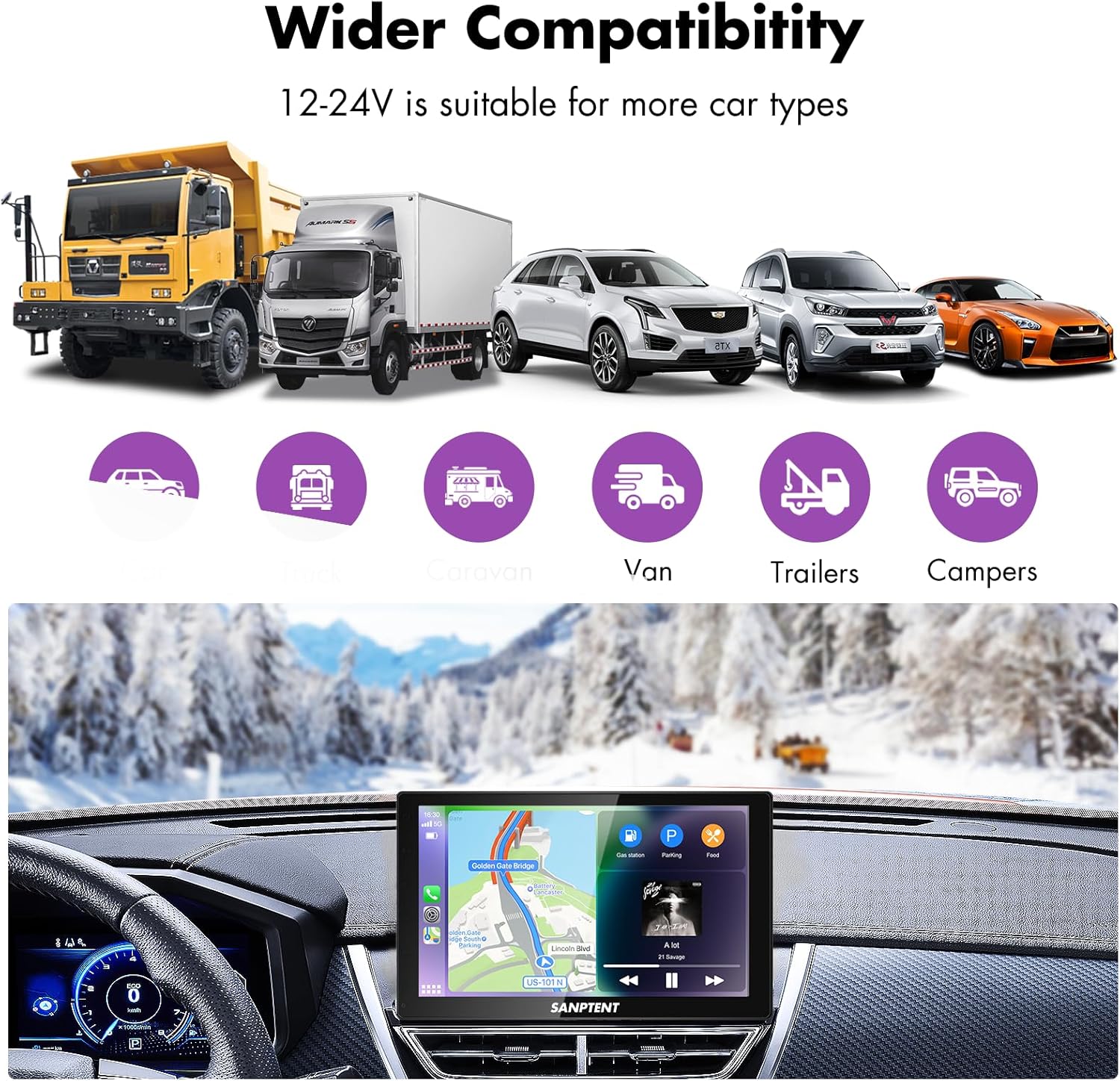 Wider compatibility of SANPTENT Car Stereo