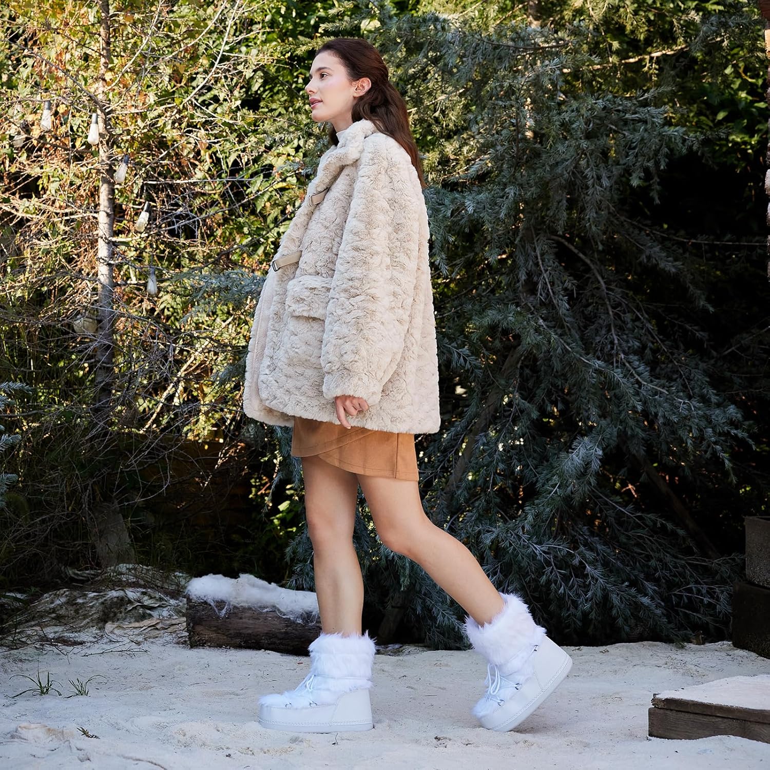 Women's Faux Fur Snow Boots for Women Warm Winter Fluffy Boots Fuzzy Comfortable Shoes - Image 3