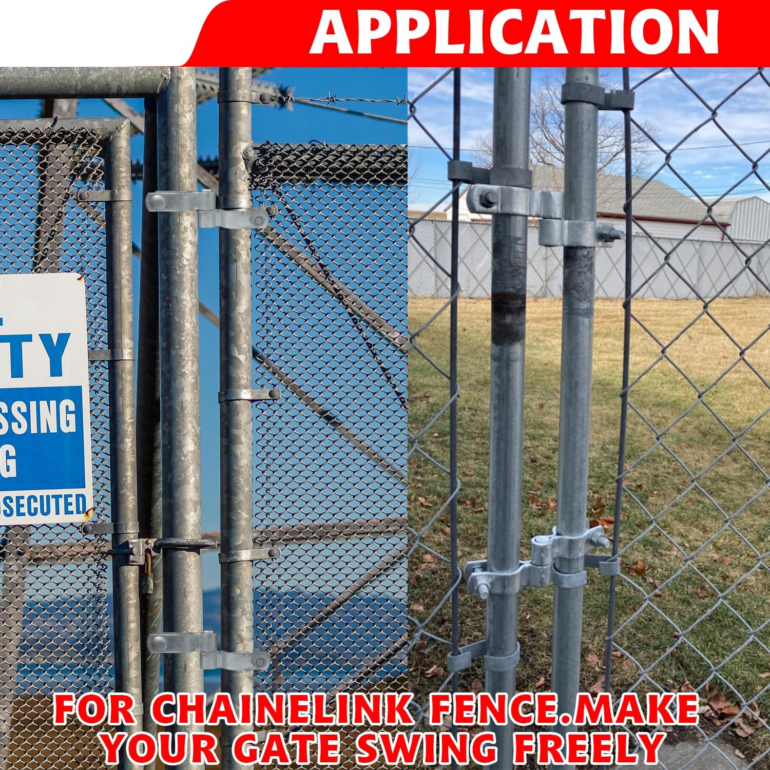 1-5/8" Chain Link Fence Frame Gate Post Male Hinge, Pack of 4, Galvanized Steel Gate Hinge for Fence Posts, Bolts & Nuts Included