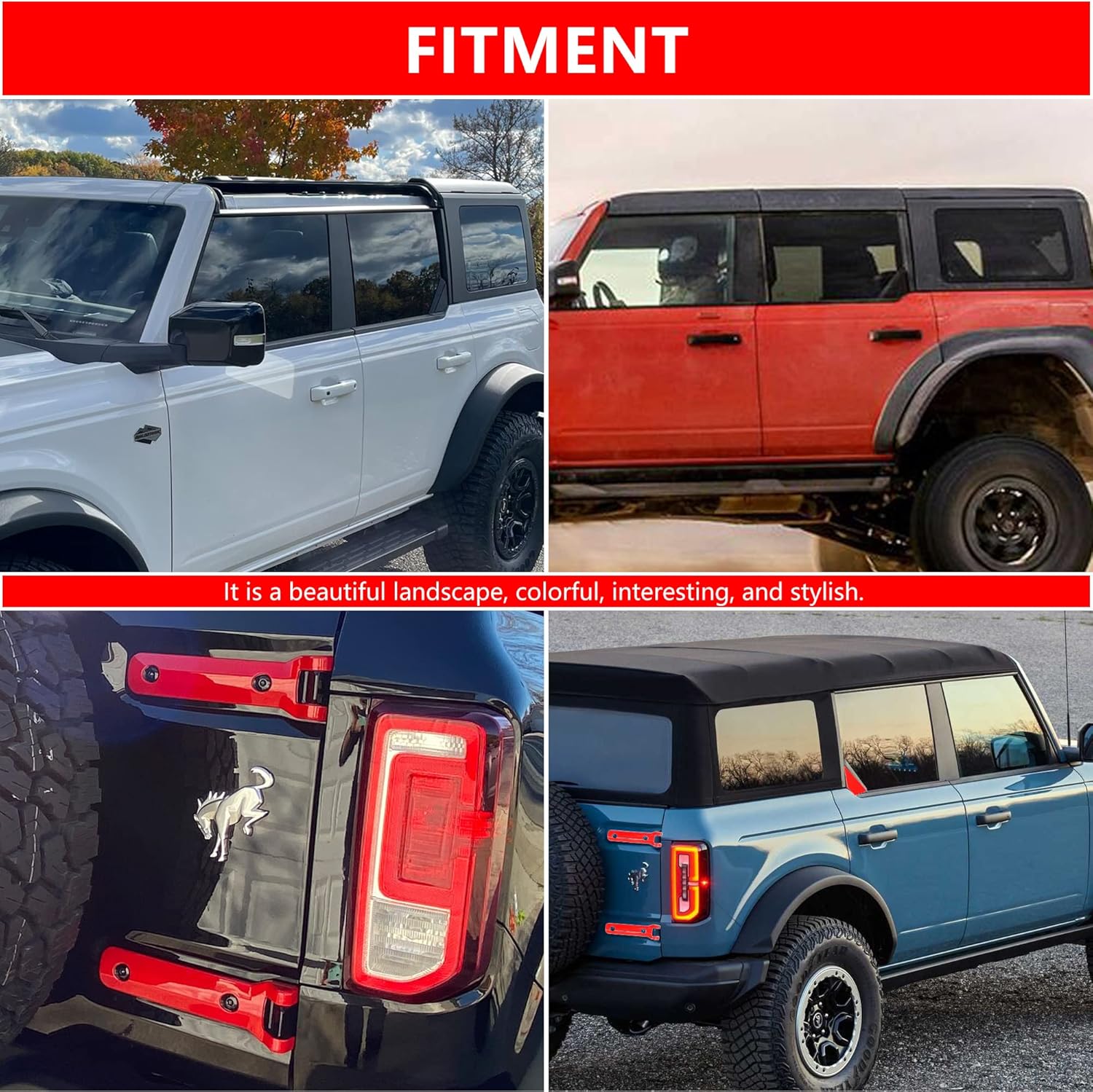 Tailgate Hinge Cover Trim for Ford Bronco 2/4 Door 2021 2022 2023 2024 2025 Rear Door Hinge Liftgate Trim Exterior Decoration Accessories Spare Tire Hinges Bracket Cover, 1 Pair Red