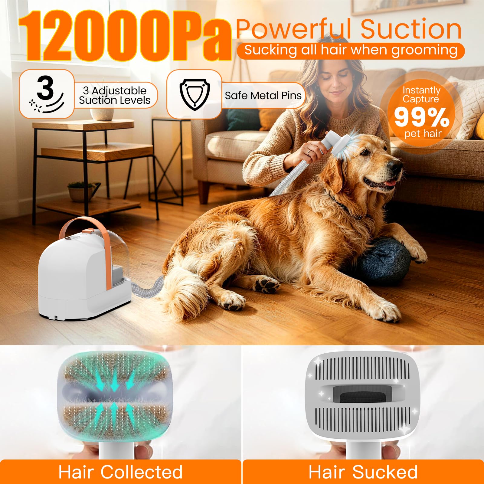 AiRiOBO Pet Grooming Vacuum - Clippers & Brush -3