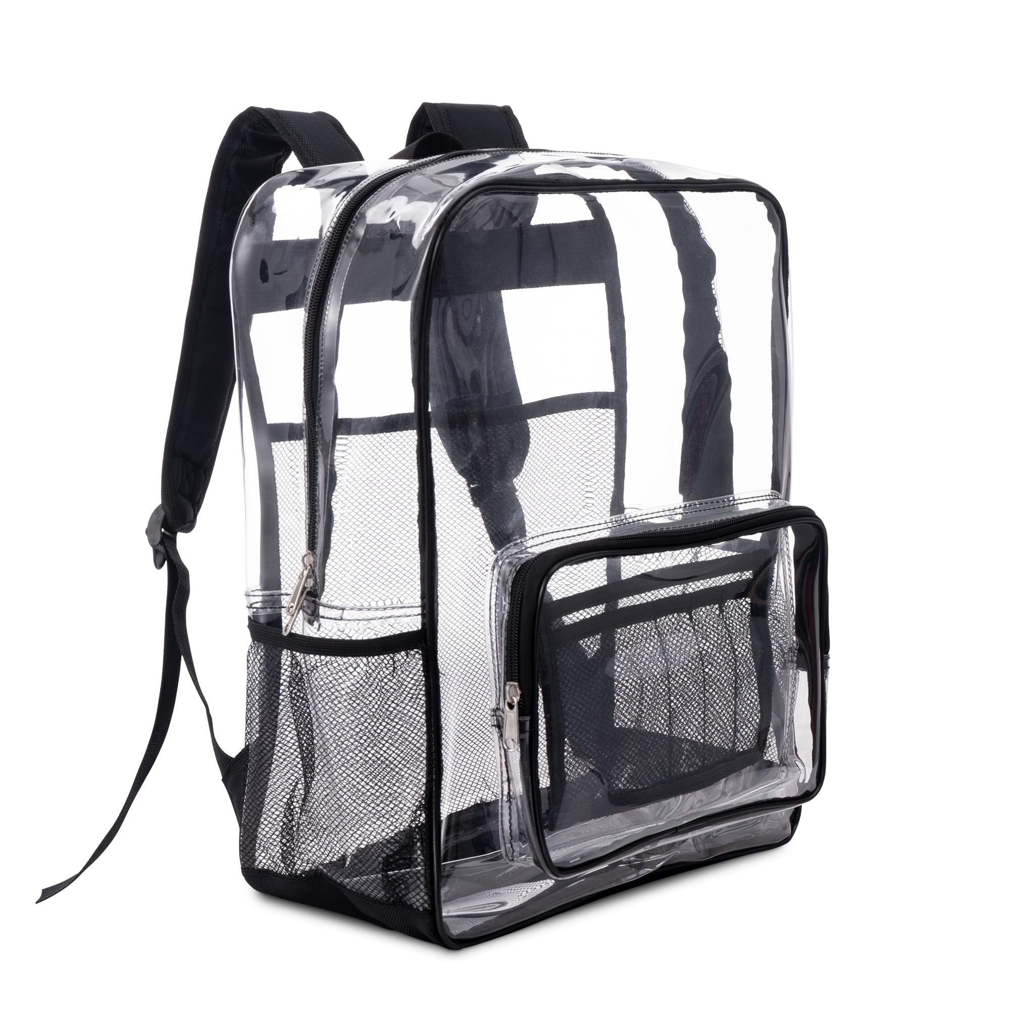 Jess Luxe Clear Backpack Heavy Duty, Large, Black