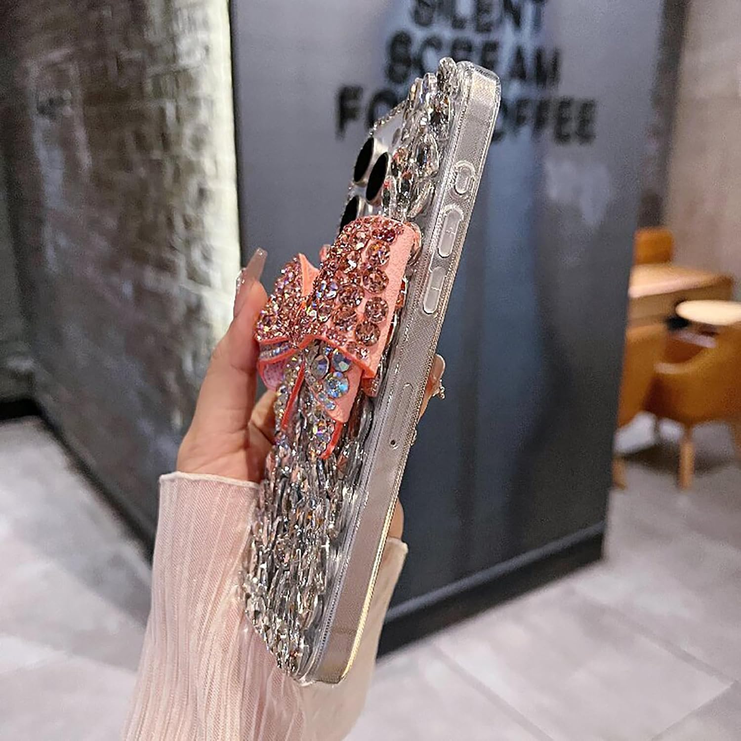 iFiLOVE for iPhone 17 Pro Case Girls Women, 3D Luxury Sparkle Bling Diamond Glitter Crystal Rhinestone Bowknot Protective Case Cover for iPhone 17 Pro - Image 5