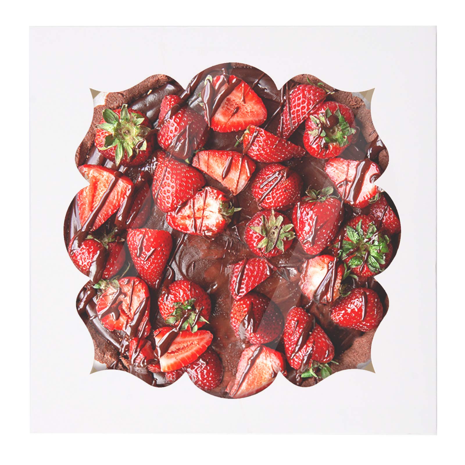 20 Pack Pie Boxes 9x9x3Inch Cake Boxes Bakery Boxes with Window for Pie, Cookies, Donuts, Chocolate Covered Strawberries (White)