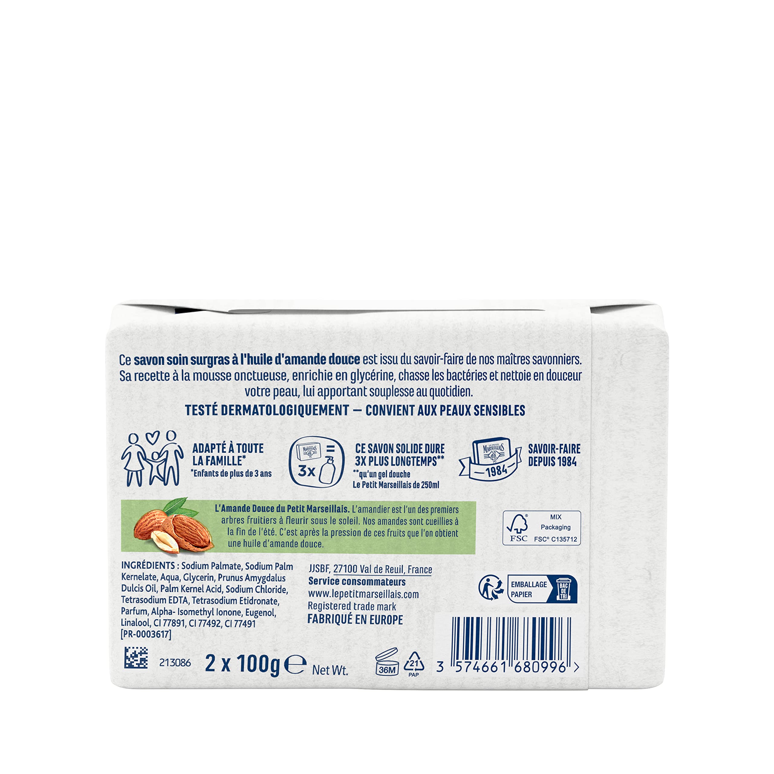 Le Petit Marseillais Mydło Kraft ze słodkimi migdałami 2x100g